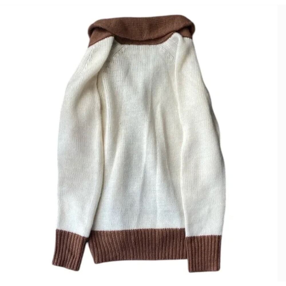 J. CREW Cream and Brown Wool Blend Button Up Cardigan Sz S - Picture 3 of 3